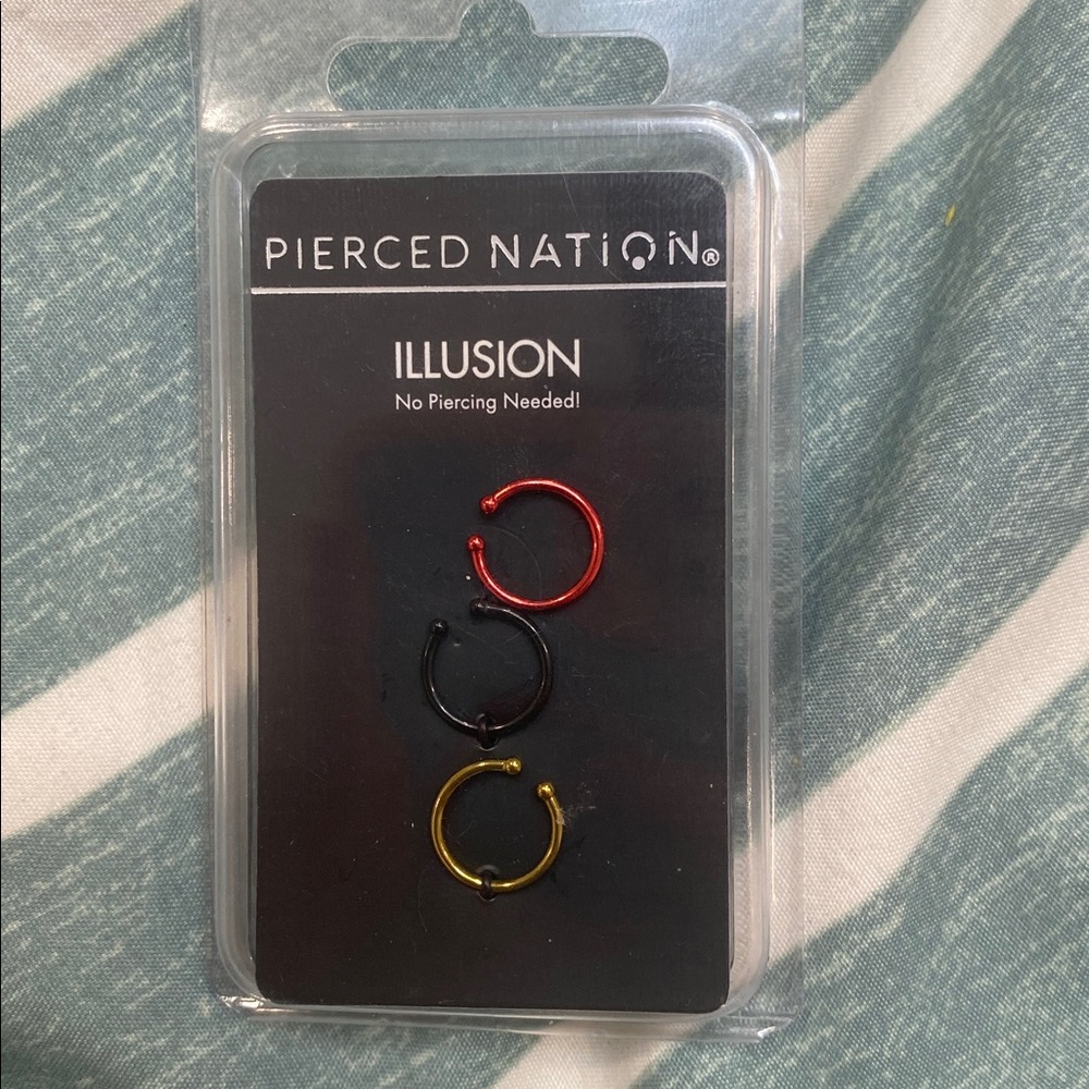 3/$12Pierced Nation Illusion Hoop Earrings Set - Red, Black, Gold